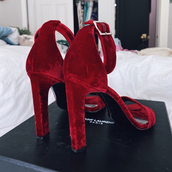 Red Velvet Saint Laurent Heels - Picture 8 of 8